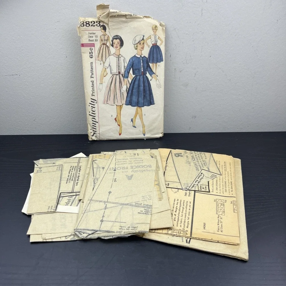 Simplicity Pattern Dress & Jacket w/Detachable Sleeve Trim & Cumberbund Size 13